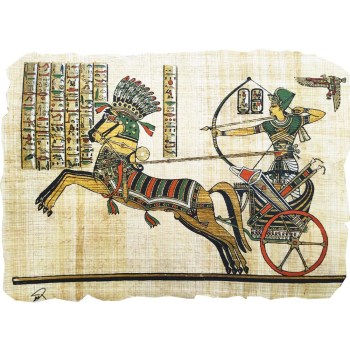 Papiro egipcio original  del papiro de Ramses II con su carro
